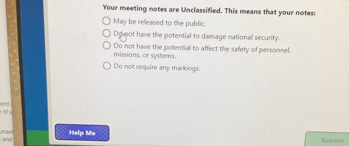 Your meeting notes are unclassified. this means that your notes